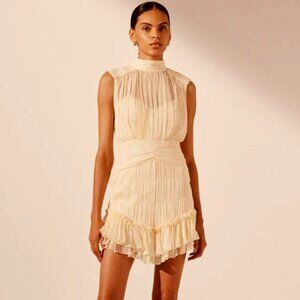 Shona Joy Sleeveless Ruched Mini Dress - Cream